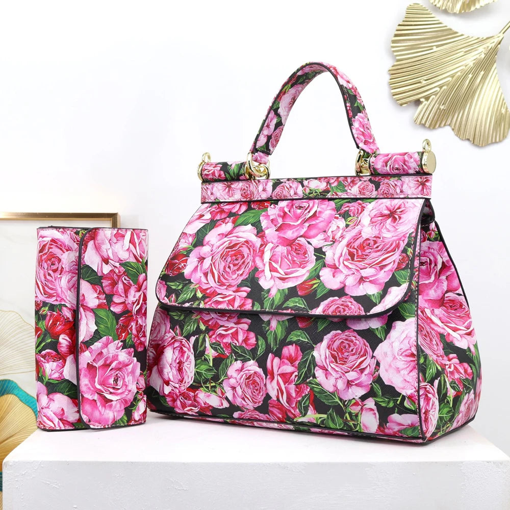 Luxury Women Bags Leather Vintage Painting Art Purse Handbags Girl Shoulder Bag Fashion Cross Body Messenger Bag Female Totes