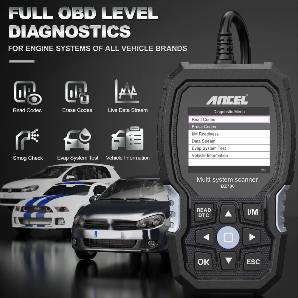 2025 ANCEL BZ700 OBD2 Scanner Engine OBD Code Reader For Mercedes Benz Full System Diagnostic Tool Reset Service Automotive Tool