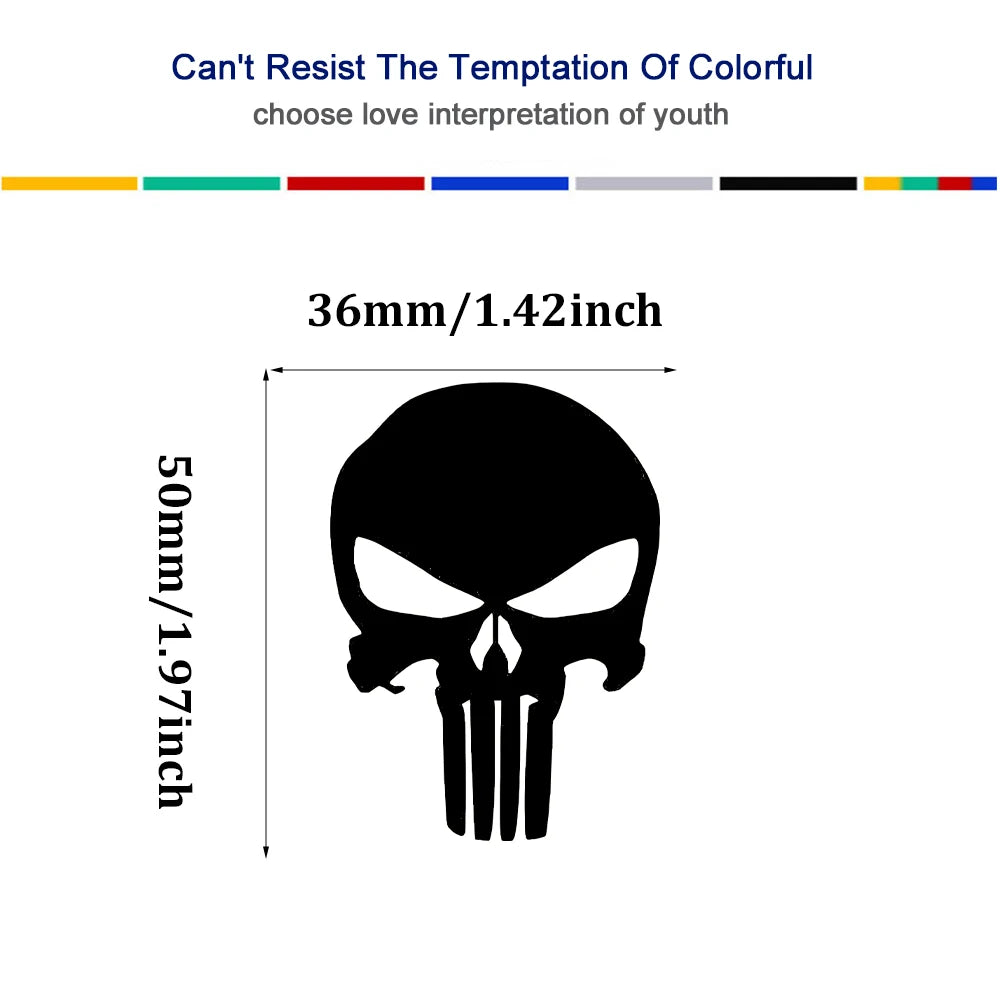 Skull Stickers Car Waterproof Decal Reflective Vinyl Punisher Sticker for Auto Door Window Rearview Mirror Bumper Decoration