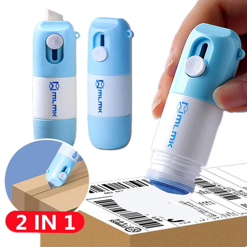 2 In 1 Thermal Paper Correction Solution & Parcel Box Opening Knife Home Office Identity Data Security Protection Liquid Eraser