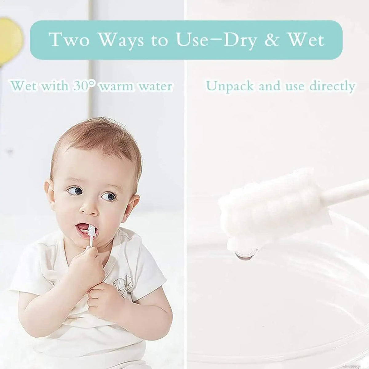 30-Count Baby Tongue Cleaner Gauze Toothbrush Infant Gum Wipes Mouth Care Stick Toddler Teething Teeth Hygiene Home Grooming