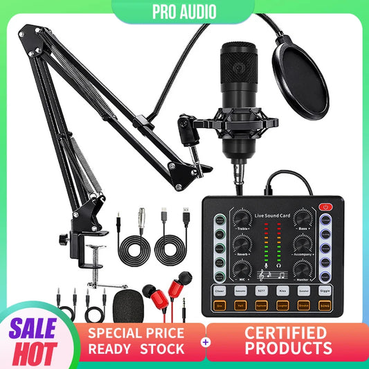 BM-800 Recording Studio Package with Voice Changer,Live Sound Card - Audio Interface for Live Streaming YouTube TikTok