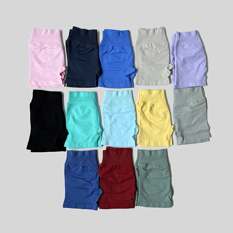 Women Casual Sports Shorts Summer Thin High Waist Shorts 4.5" Low Ribbed Band Running Breathable Short Pants