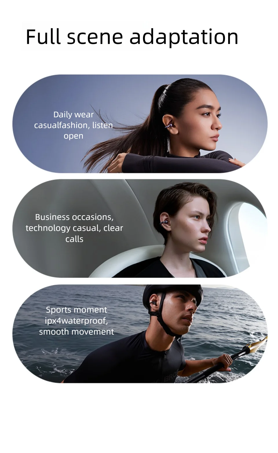 Sanag S6S AI Earphone Open Ear Earphone FreeClip 3D Stereo Sound Bluetooth 5.3 OWS Sport Headphones IPX4 Waterproof