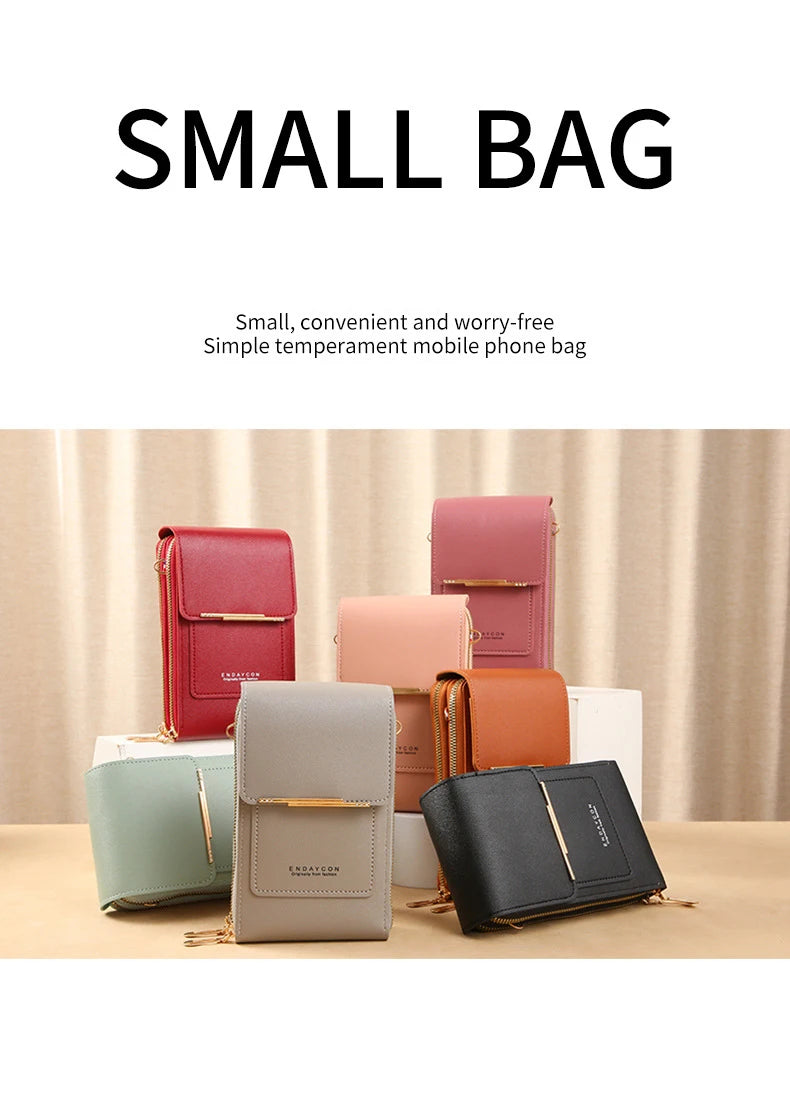 Women Crossbody Shoulder Bags Wallets Touch Screen Cell Phone Bag Soft Leather Strap Handbag for Female Luxury Messenger Bags