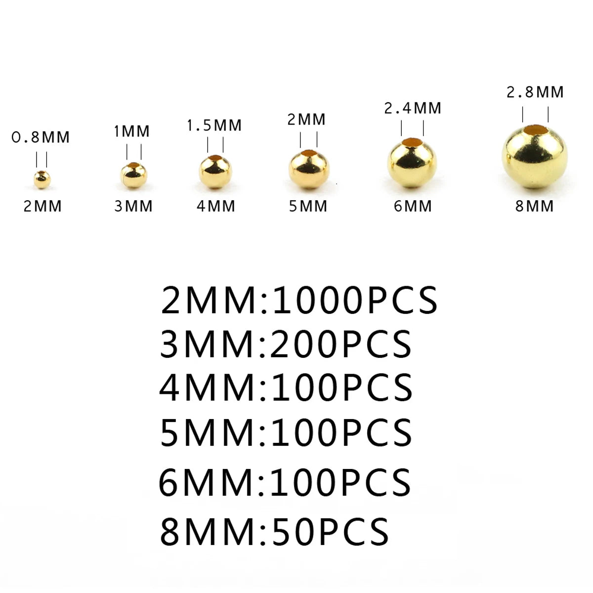 30~1000Pcs 2/3/4/5/6/8MM Gold-plated Metal Round Iron Washer Loose Beads For Jewelry Making Bracelet Necklace Accessories DIY