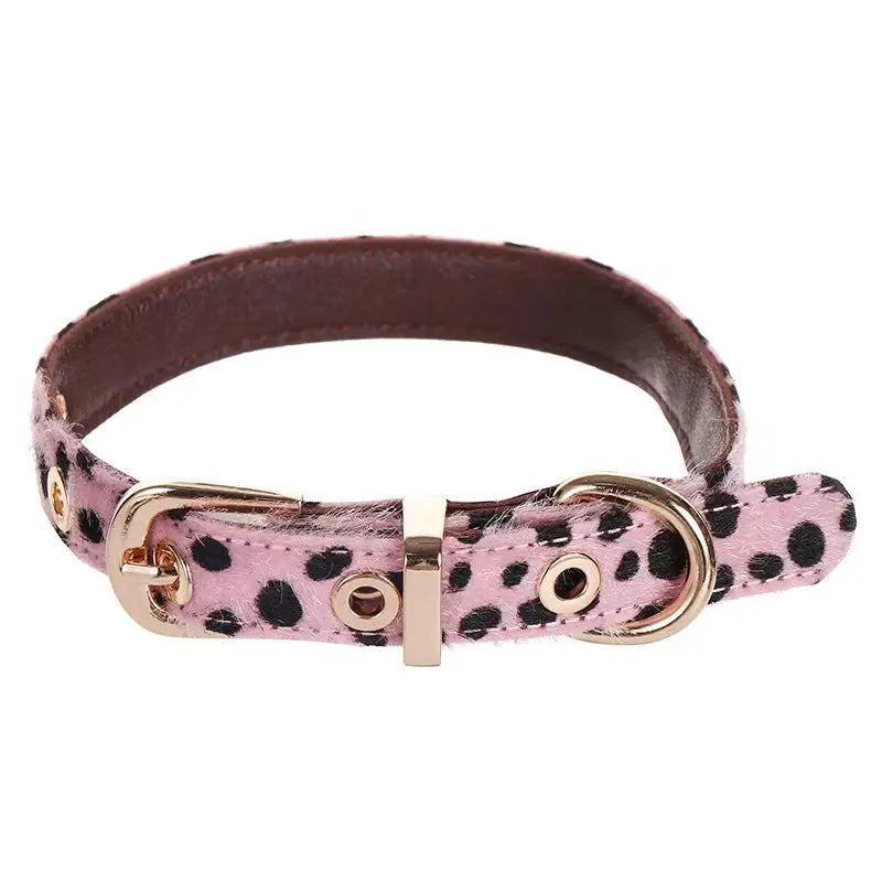 Leopard Print Dog Harness and Leash Set Adjustable - Stylish Dog Collar Pu Fashion Pet Walking Accessories for Small Dogs