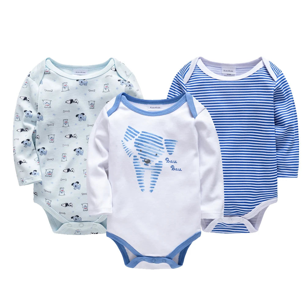 Baby Bodysuit Long Sleeve Cotton 3PCS Set Elephant Rocket Letter Print Infant Romper Onesie Spring Autumn Boy Girl Clothes