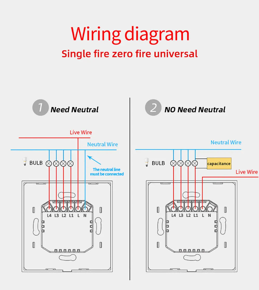 Apple Homekit Smart Switch No Neutral EU/US WIFI Touch Sensor Light Switch Smart Google Home Alexa Siri Voice Control 220V 110V