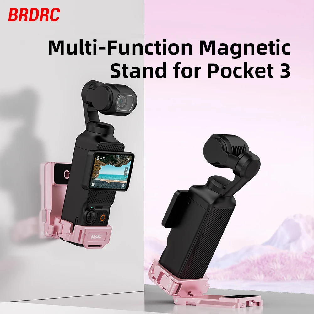 BRDRC Multi-Function Expansion Magnetic Mount for DJI Osmo Pocket 3,Aluminum Alloy Base,Pocket 3 Quick Release Accessories