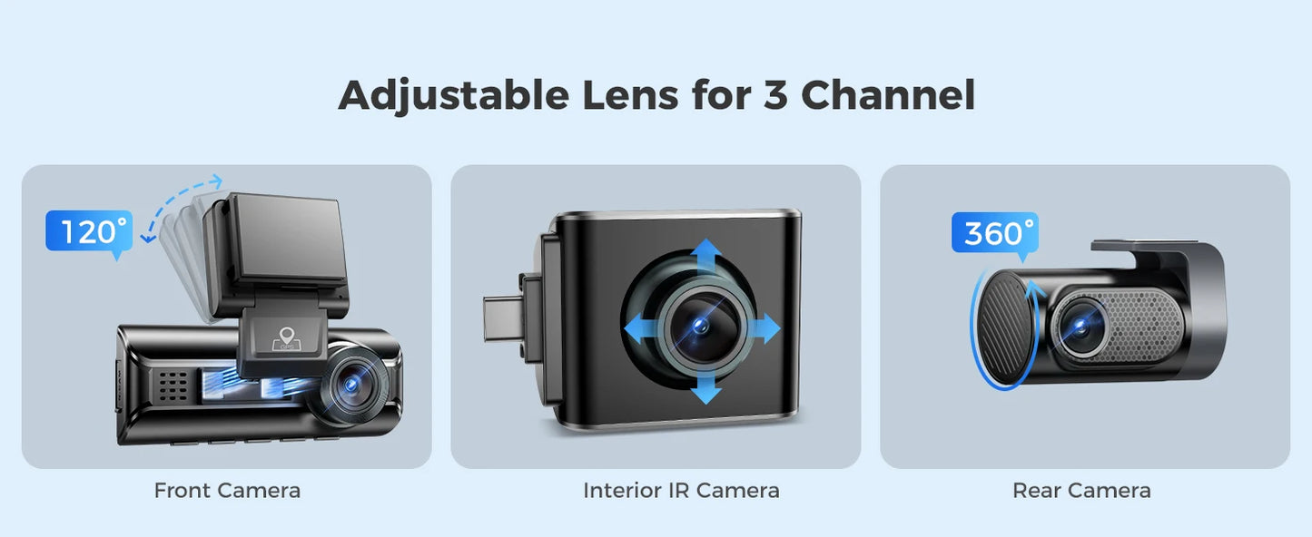 AZDOME M550 Pro Dash Cam 4K+1080P Built-in GPS 5G WiFi 3.19" IPS Screen Camera for Cars IR Night Vision 24H Parking Mode