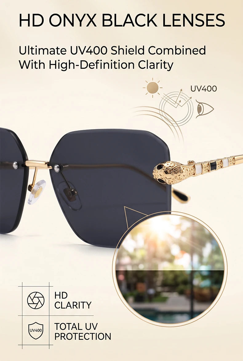 Retro Rectangle Rimless Sunglasses Women 2026 Luxury Designer Punk Square Sun Glasses for Ladies UV400 Gradient Eyewear Shades