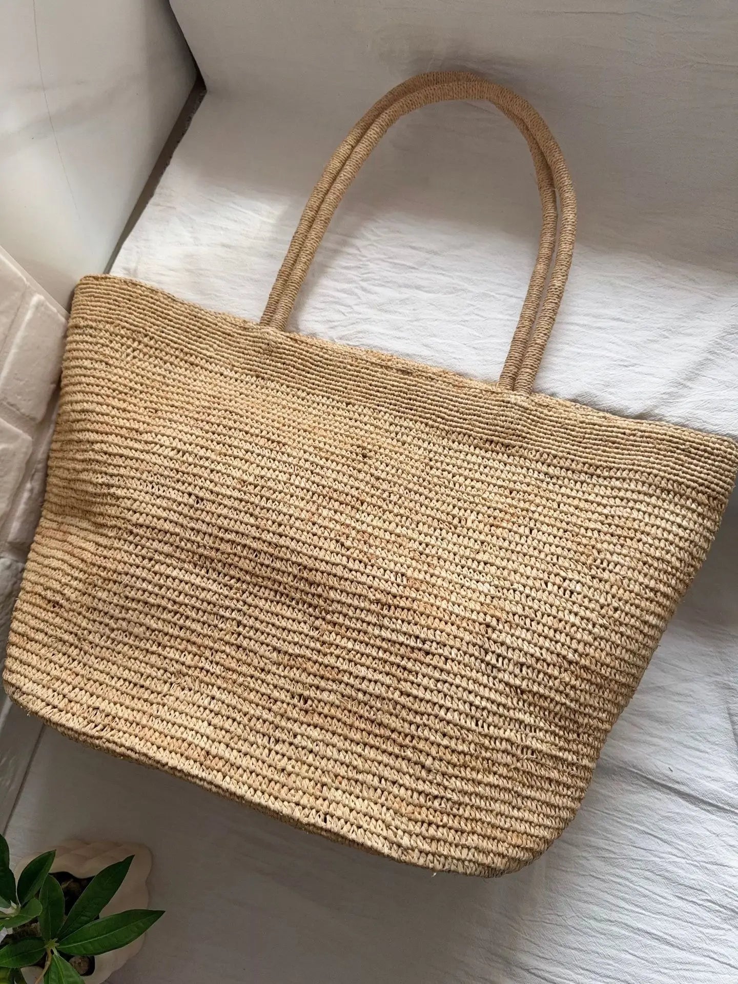 2026 Large Handwoven Rattan Tote Bag for Women Natural Straw Beach Bag Purse Luxury Shoulder Bags Handbag Summer