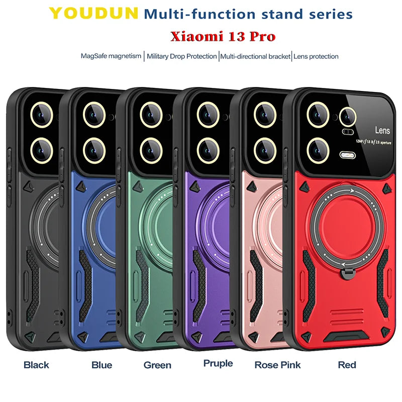 Camera Protect Shockproof  Armor Phone Case For Xiaomi 11T 12T Pro 13 13T Pro For Xiaomi 14 Pro Magnet Holder Ring Back Cover