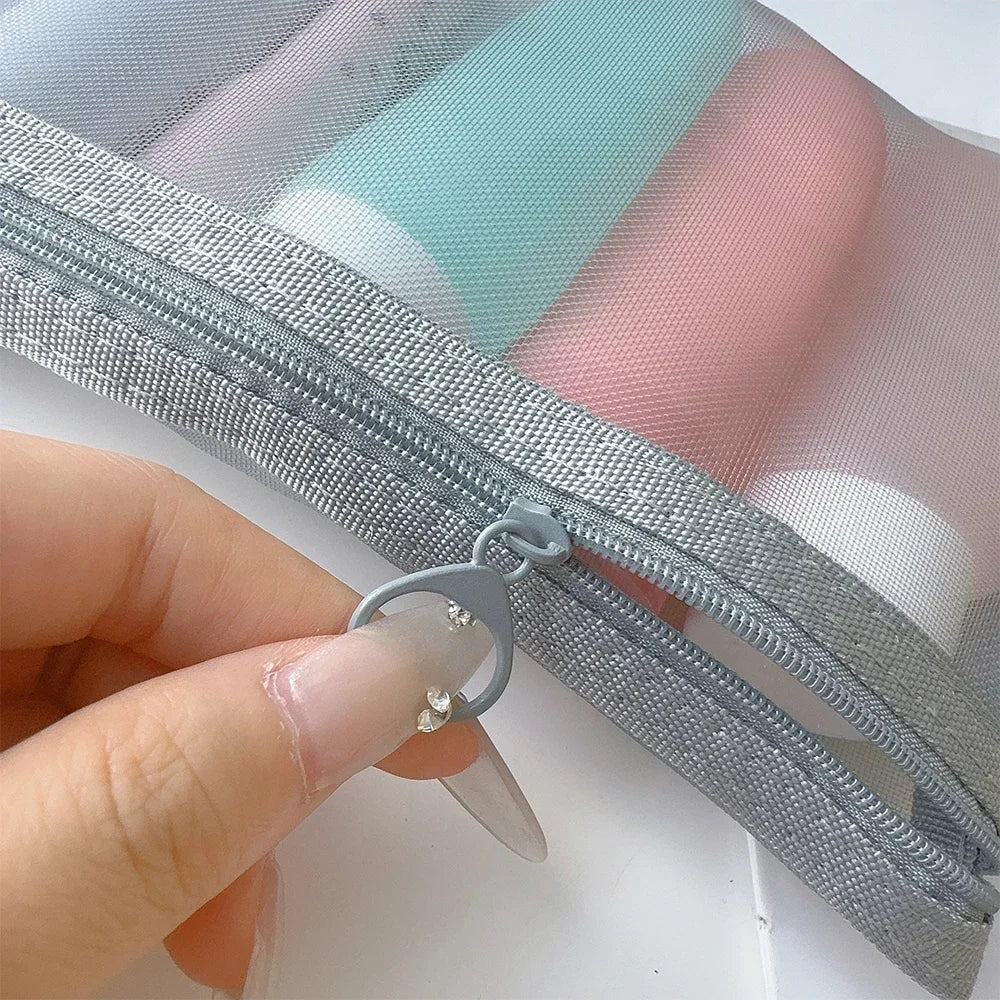 1/12pcs Mesh Clear Cosmetic Bags Small Large Black Makeup Bag Portable Travel Toiletry Organizer Case Lipstick Storage Pouch