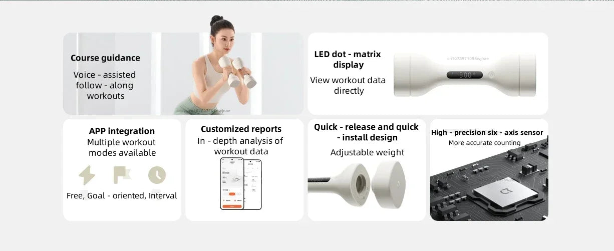 Mijia Intelligent Dumbbell Set 1KG Adjustable Weight Intelligent Sports Fitness Training Equipment Suitable for Mi Home APP