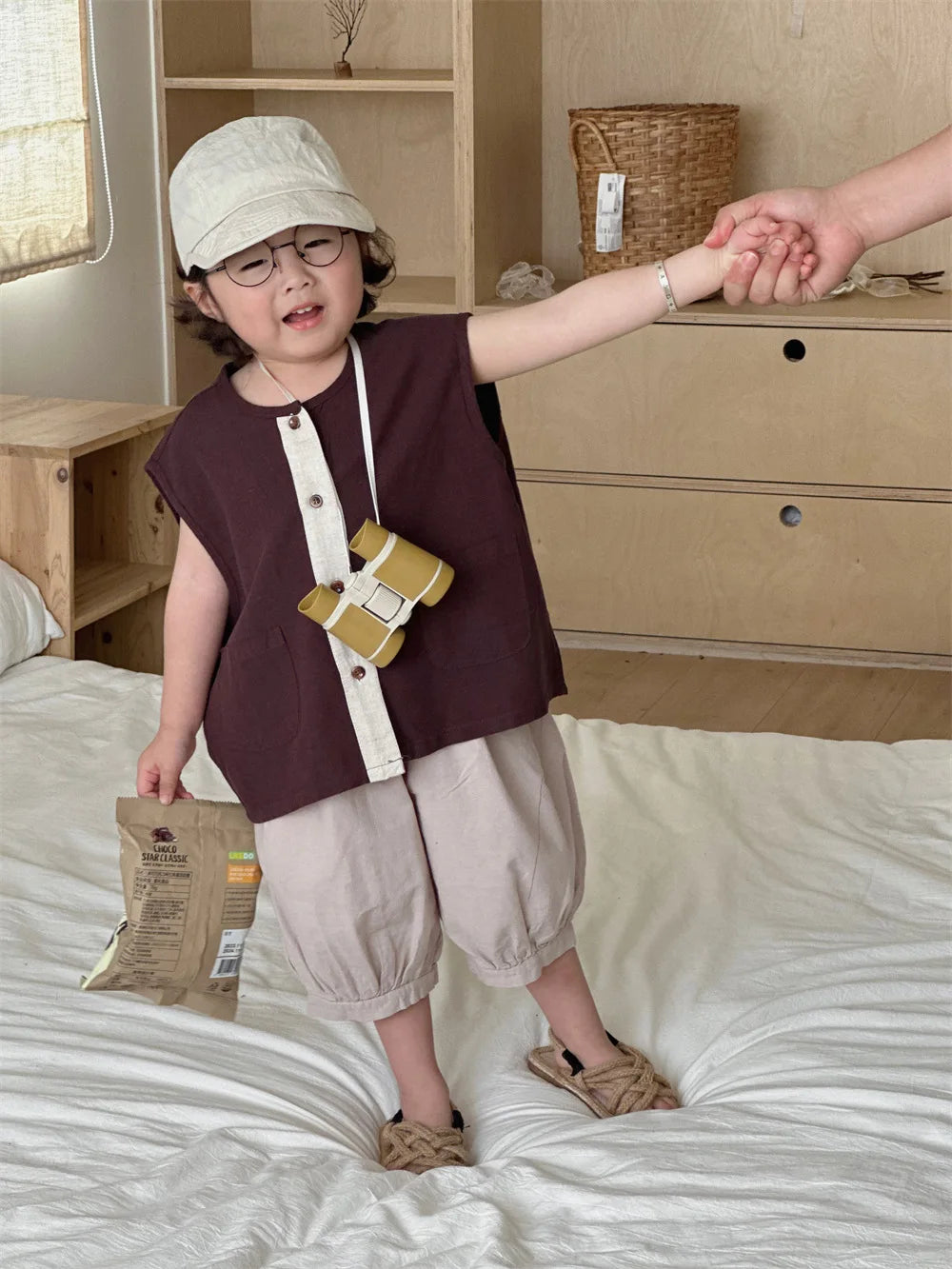 Boys Pants 2025 Summer New Childrens Clothing Korean Fashion Boys Baby Cotton Pure Color Bundle Feet in The Pants Casual Simple