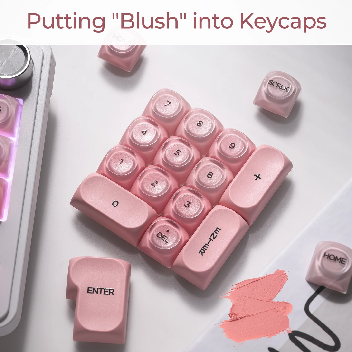 XVX Pink Keycap Clear 132 Keys Dye Sublimation Pbt+Pc HOA Profile Foundation Key Cap for Mechanical Keyboard 75% Keycaps
