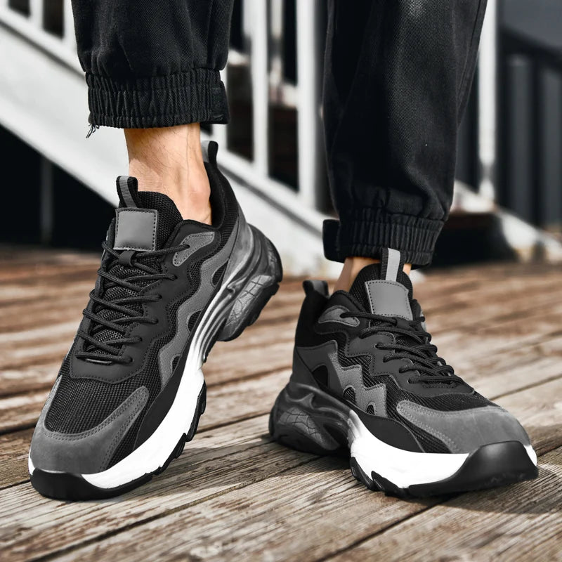 Sports shoes men's four season casual fashion outdoor thick sole breathable comfortable anti slip wear-resistant casual sneakers