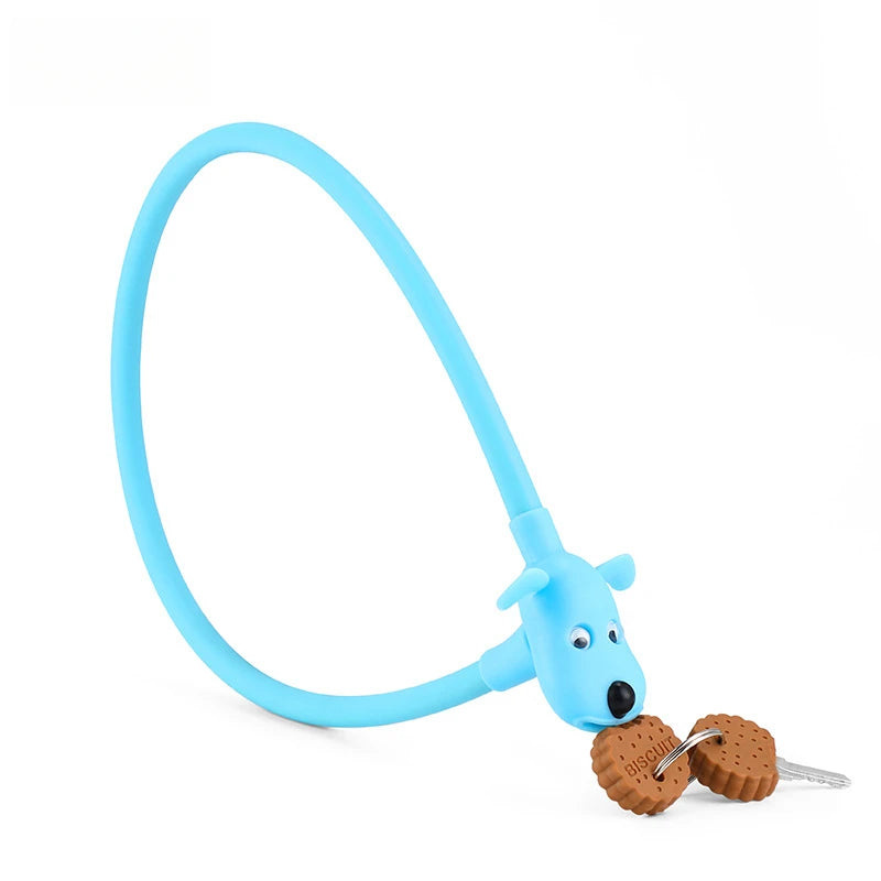 Bike Lock Creative Puppy Children's Bike Anti-theft Cute Cartoon Ring Portable Key Lock Cycling Gear Road Bike Riding Equipment