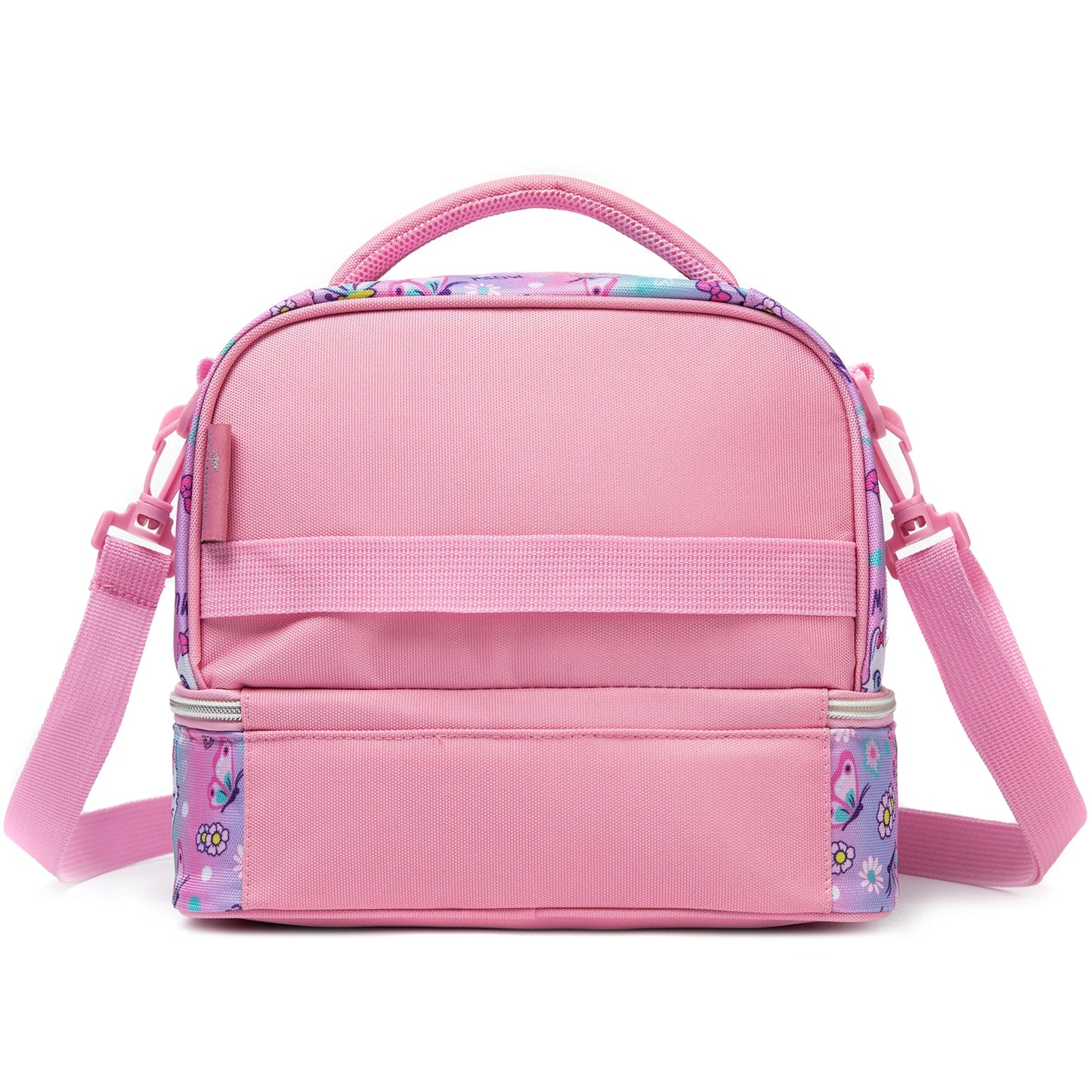 Kids Dual Compartment Lunch Bag for Girls, Double Decker Cooler Insulated Lunch Box Large Meal Tote for Kids