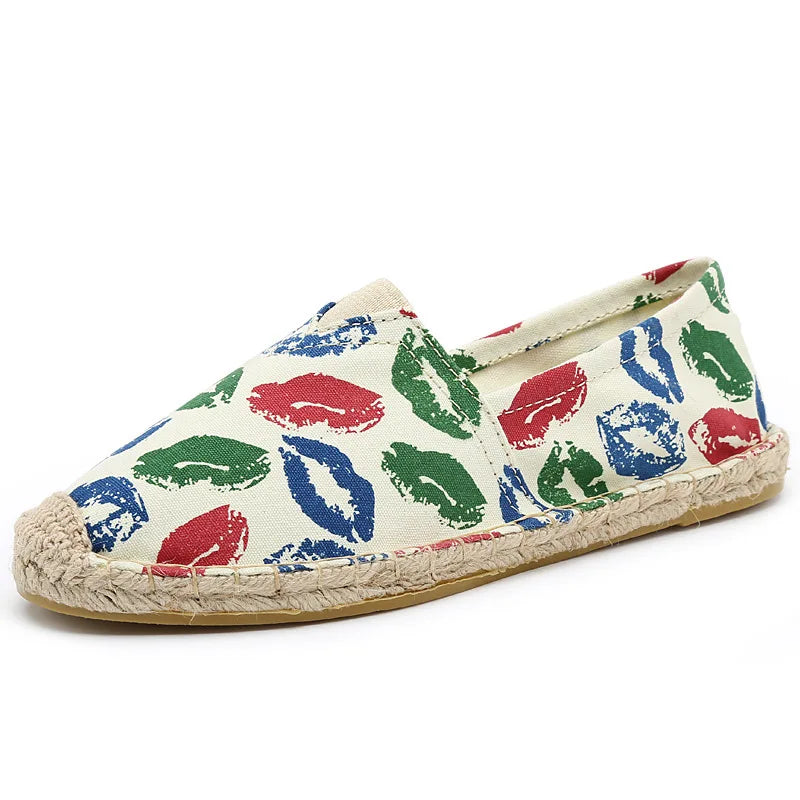 Grass Woven Linen Men's and Women's Handmade Stitching Fishing Shoes with A Casual Flat Bottom Anti Slip Fabric Design Platform