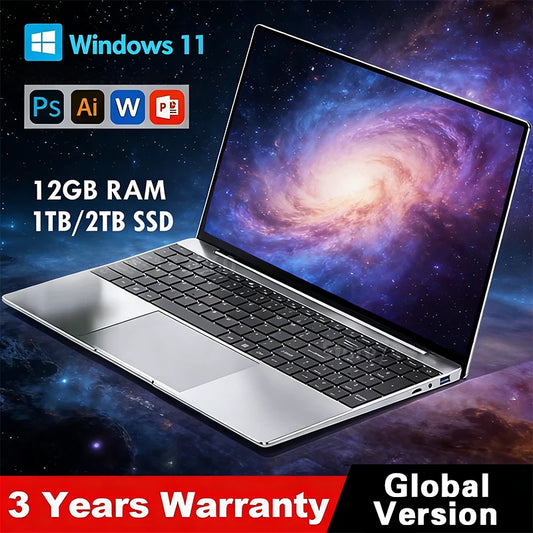 2026 14.1" Laptop Computer Intel Atom A3950 Windows 11 Pro Laptops Gaming 1920*1080 HD DDR4 16GB SSD 1TB Portable Notebook PC
