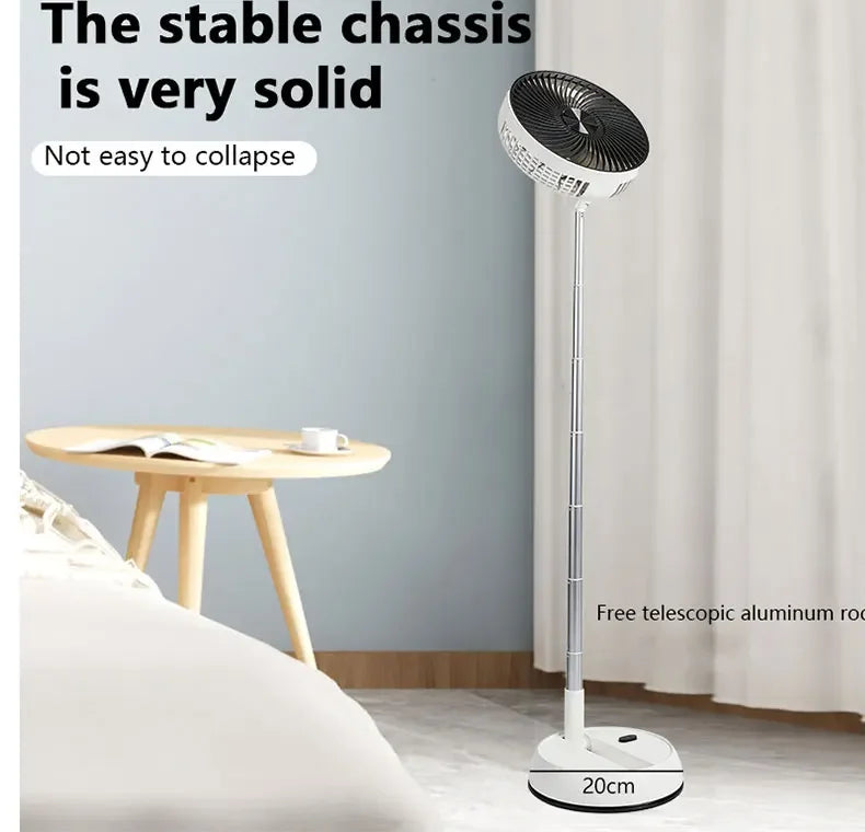 Remote control telescopic folding desktop vertical electric fan 5400mAh silent timed left and right rotation USB electric fan