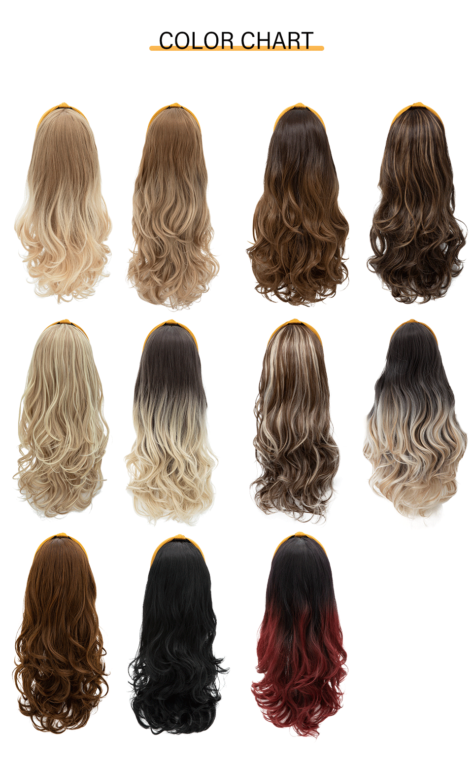 Synthetic Headband wigs Long Curly Wavy Hair Extensions Ombre Brown Black Blonde Half Wig For Women Daily Cosplay