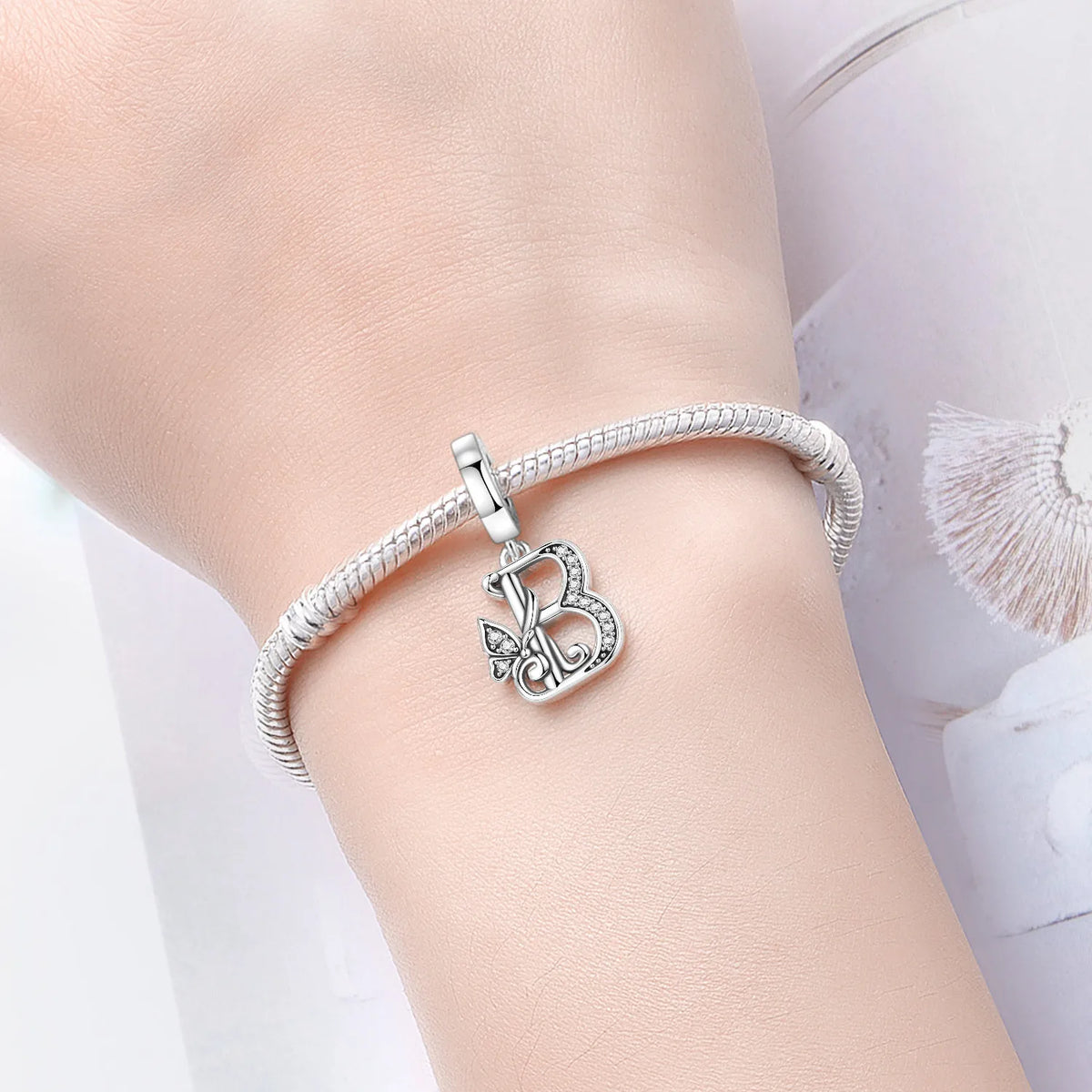 2026 New 925 Sterling Silver Zircon Scroll Grass Pattern 26 Letter Bead Charms for Women Fit DIY Bracelet Necklace Jewelry Gift