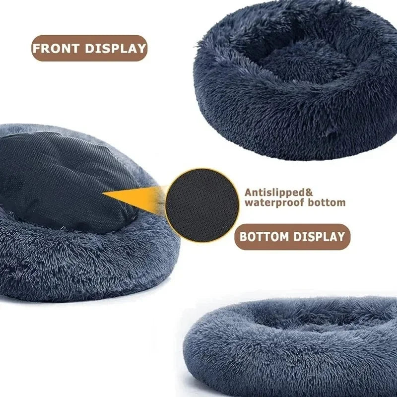 Round Winter Warm Plush Pet Bed - Washable Dog Cat Basket for Small Medium Large Pets Sofa Cushion