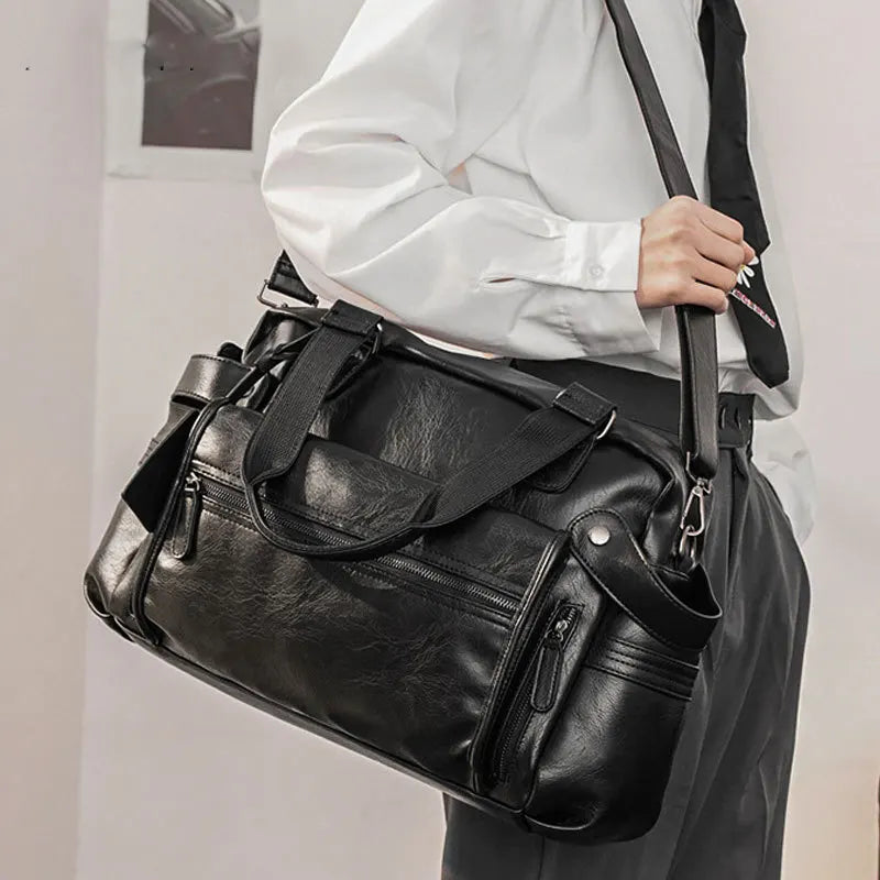 Luxury Crossbody Bags Men Handbag Large Capacity Travel Tote Soft PU Leather Business Men's Crossbody Bag Shoulder Messenger Bag