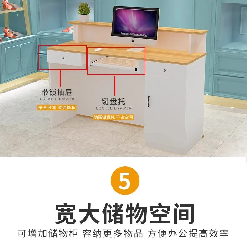 Luxury Unique Reception Desk Professional Aesthetic Design Cool Bar Counter Retro Center Resepsiyon Masası Commercial Furniture