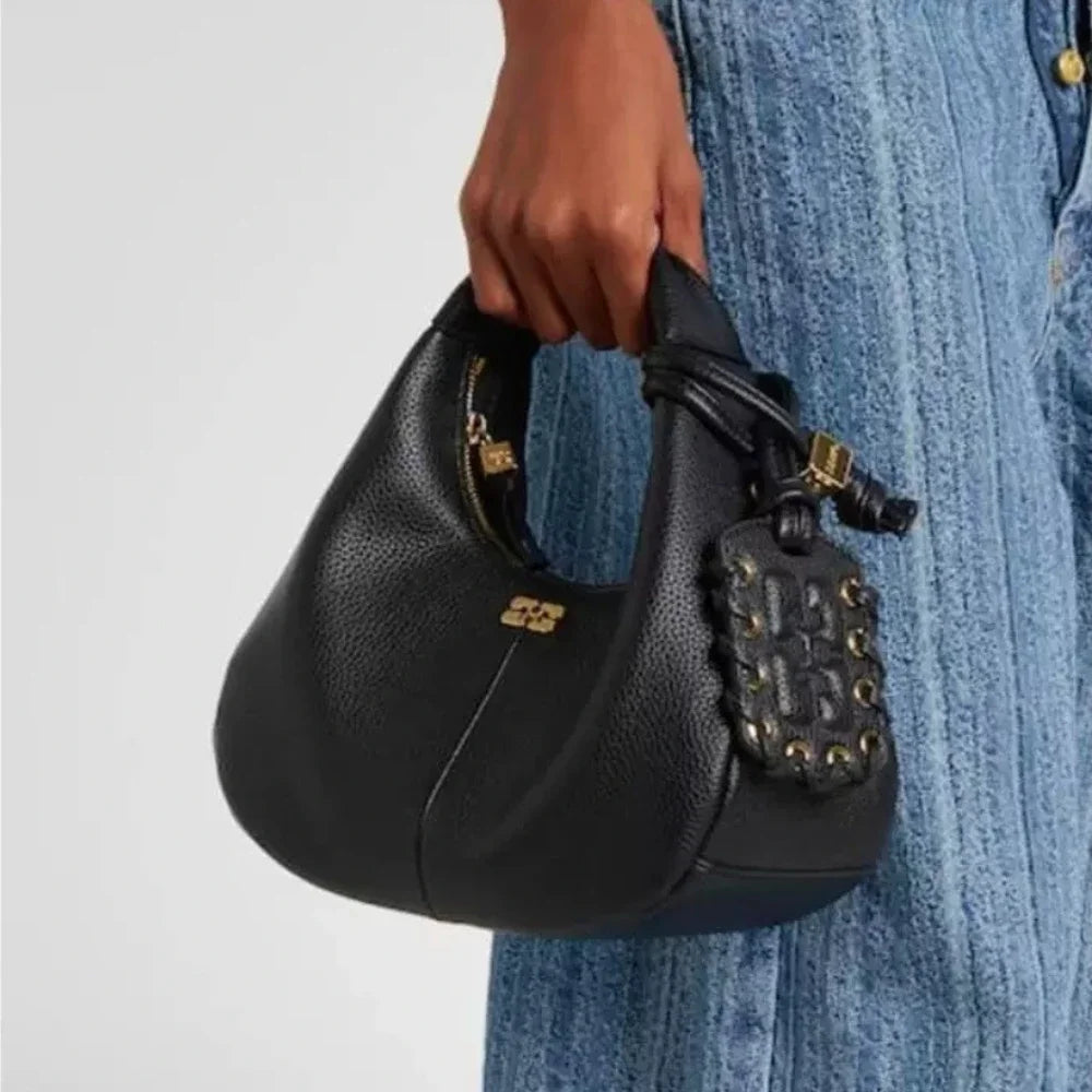 Luxury Mini Hobo Bag Women Vintage Leather Handbag Detachable Strap Commute Shoulder Purse Y2K Fashion Designer Crossbody Bag