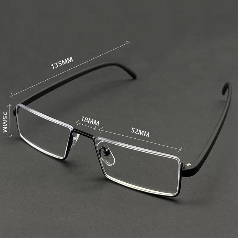 Metal Anti-Blue Light Reading Glasses Men Half Frame Prescription Eyeglasses Male Reading Glasses