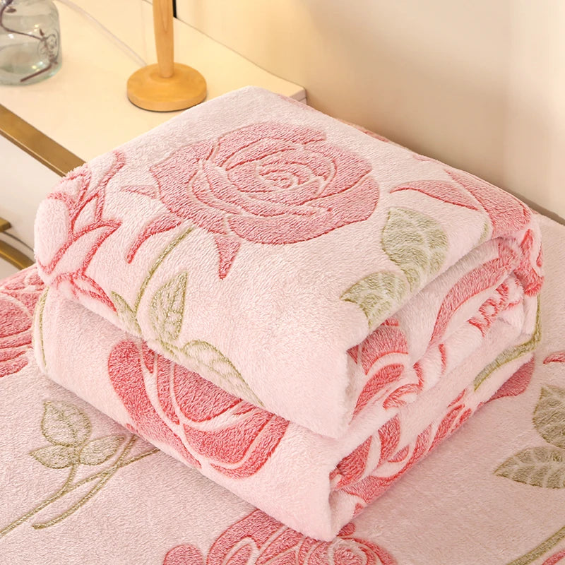 1pc Floral Style Warm Bedspread Fleece Blanket Plaid Travel Shawl Sofa Nap Blanket Home Bedsheet Manta 70X100cm Suitable For Pet
