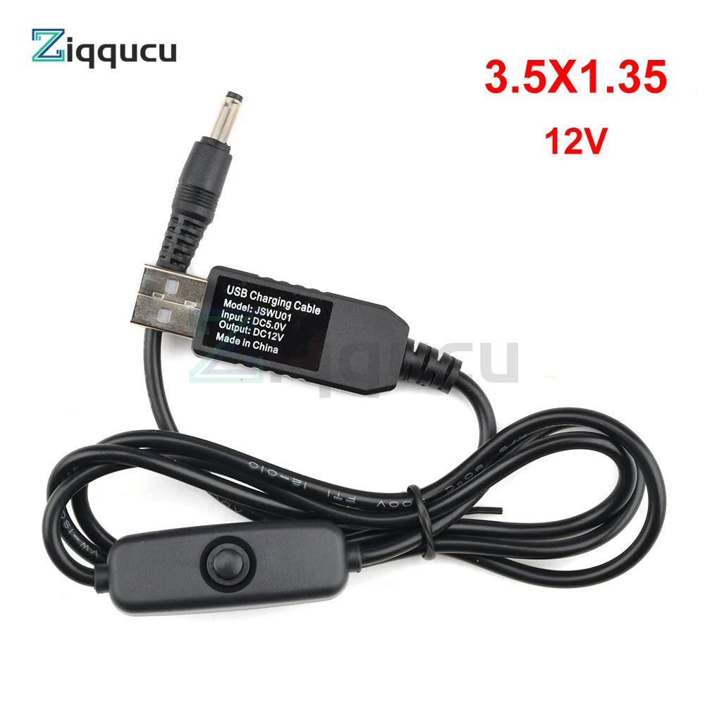 USB Power Boost Line DC 5V to DC 5V 9V 12V Step UP Module USB Converter Adapter Cable with Switch Plug Length 1m