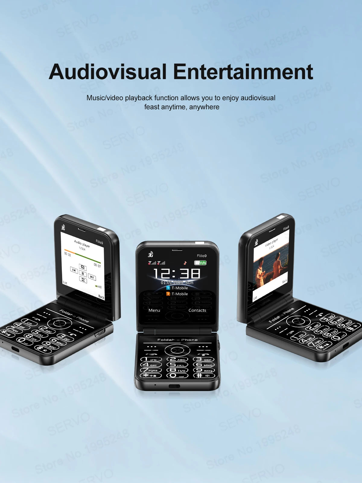 SERVO Flilo9 Foldable Mobile Phone 3G WCDMA Call Recording Speed Dial FM Radio Blacklist Torch Flip Cellphones Dual SIM Standby