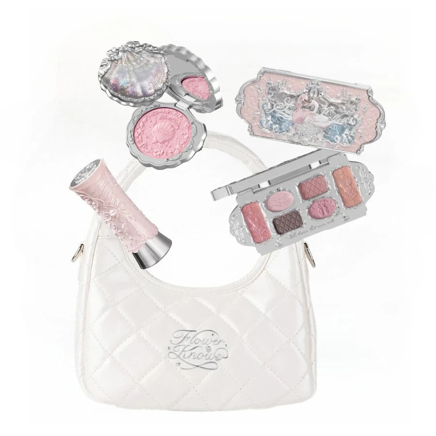 Makeup Set Flower Knows Strawberry Cupid Collection 6 Color Eyeshadow Palette Embossed Blusher Shine Lipstick Kit Maquiagem