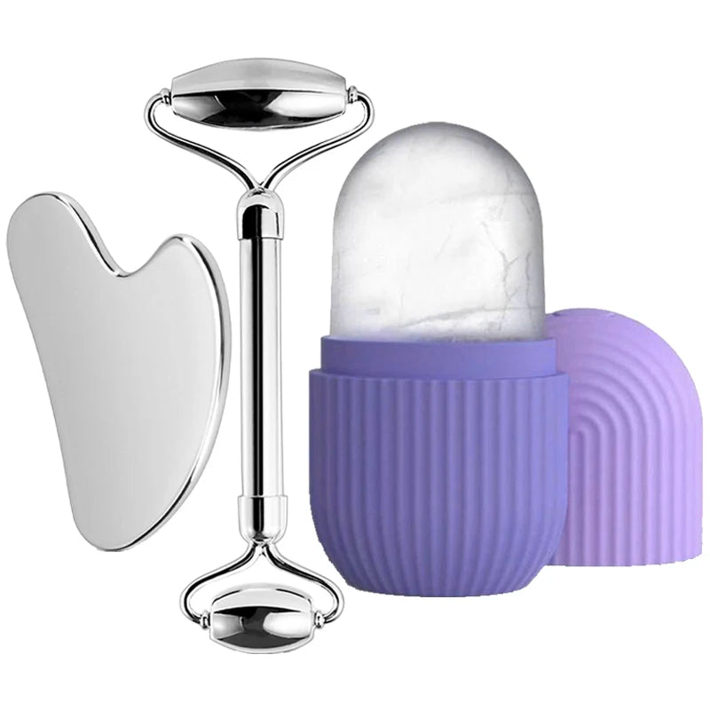 Ice Face Roller Stainless Steel Face Roller Gua Sha Tool,Facial Ice Roller Mold for Face Eye Skincare Tools Lifting Contouring