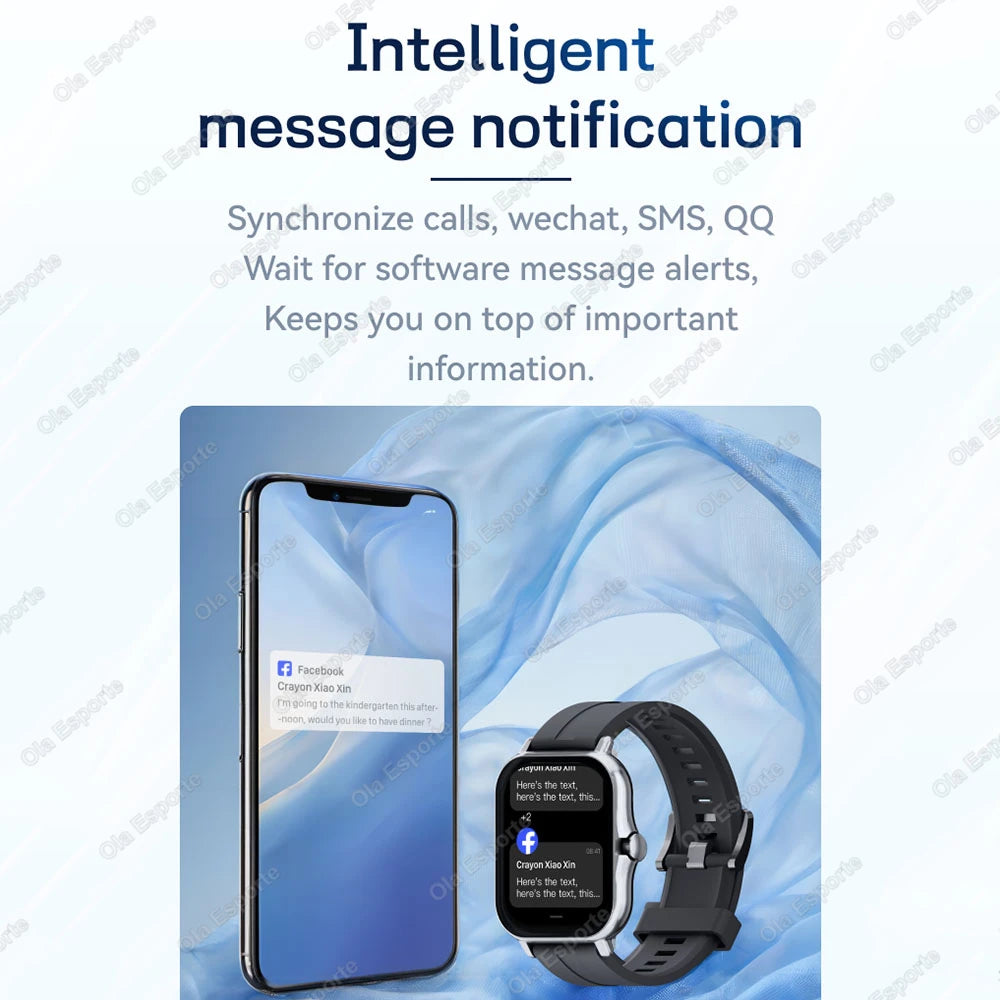 New Multi-sport Smart Watch Heart Rate Monitor Blood Oxygen Tracking BT Calls 240*280 Screen IP67 Waterproof Android iOS Watches