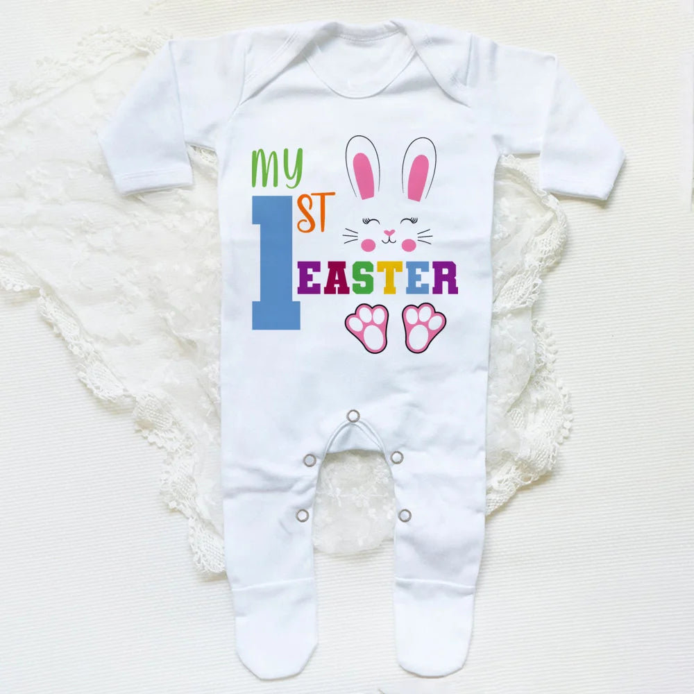 My First Easter Print  Baby Sleepsuit Newbron Babygrow Sleepsuit Baby Girl/ Boy Clothing Infant Easter Day Present  Bodysuits