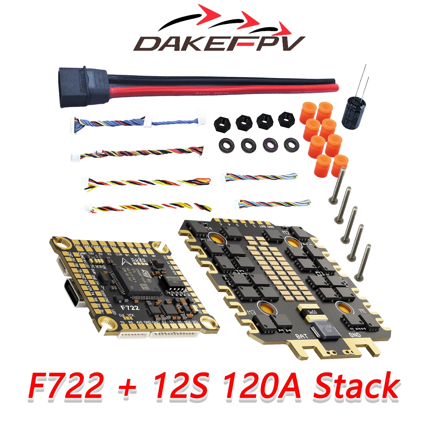DAKEFPV F722 Flight Control FC 3-12S 100A 120A 4in1 ESC F722 Flight STACK 30x30mm For Remote Control FPV Racing Drone