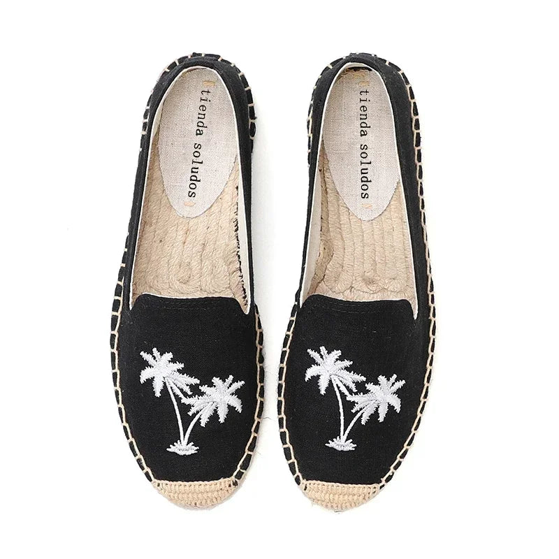 Women's Casual Flats Shoes with Embroidered Hemp Flat Platform Round Toe Spring/Autumn Comfortable