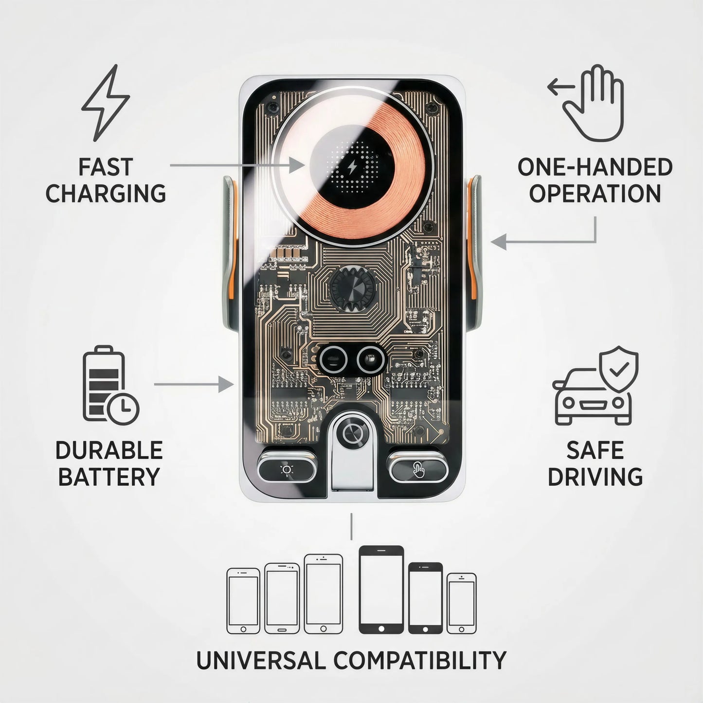 For 2015-2017 Hyundai Sonata LF Car Phone Holder Wireless Charger Magsafe Holder Auto Clamping Strong Magnet Car Accessories