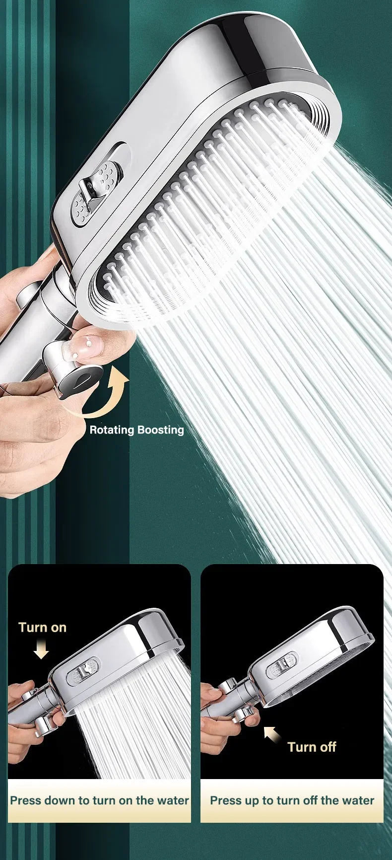 3 In 1 High Pressure Shower Head With Filter Handheld Adjustable Button Bathroom Shower Head Water Saving Bathroom Accessories