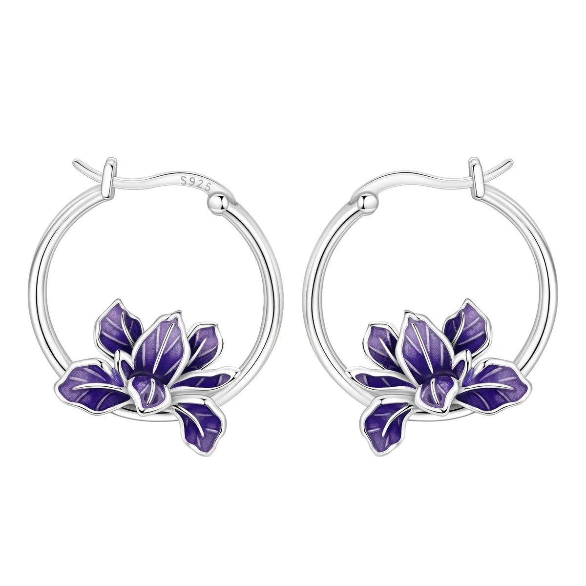 925 Sterling Silver Needle Iris Flower Hoop Earrings for Women Original Elegant Versatile Jewelry Birthday Party Fine Gift 2026
