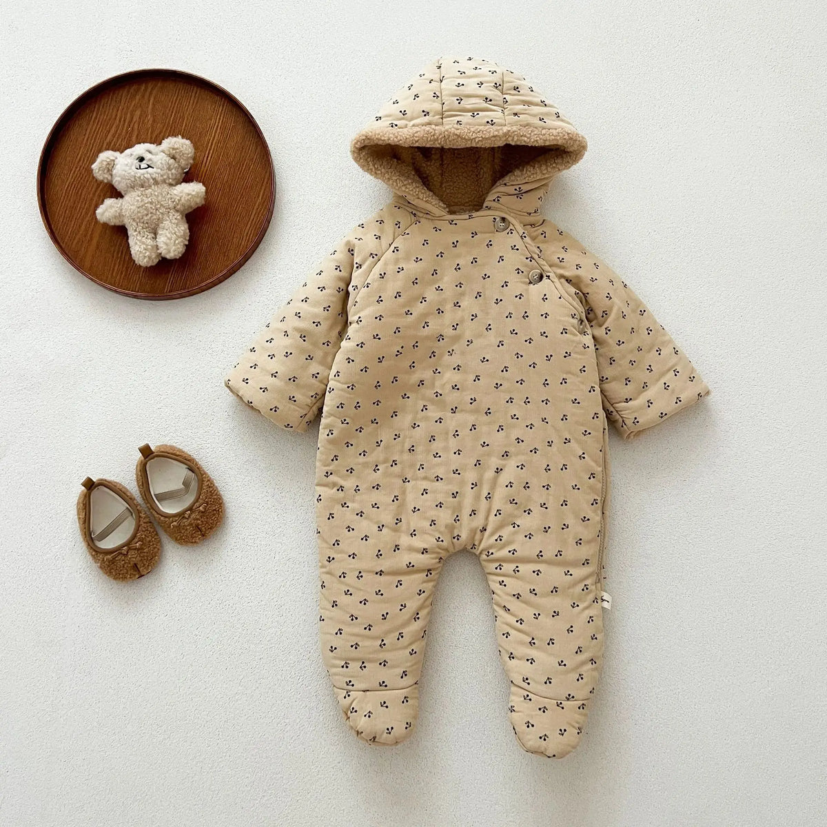 2025 Winter New Baby Plus Velvet Thick Warm Hooded Romper Infant Boy Girl Long Sleeve Fleece Jumpsuit Newborn Clothes 0-24M