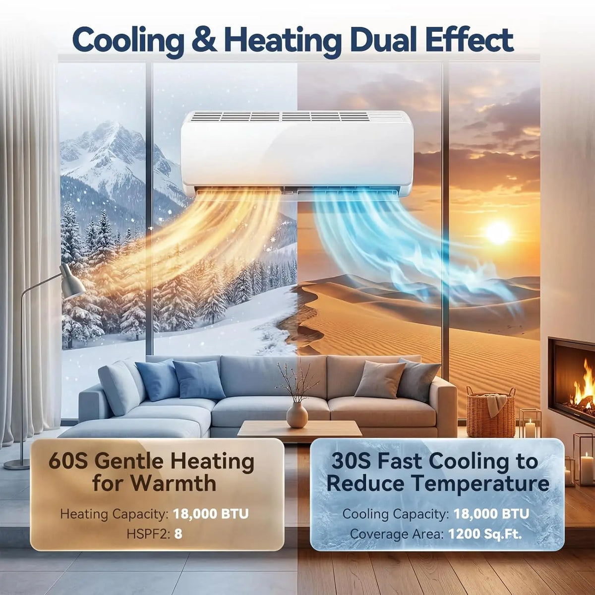 18,000 BTU Mini Split AC Heating System, 17 SEER2 230V Ductless Mini Split Air Conditioner with Heat Pump, Quiet 29dB &, Custom