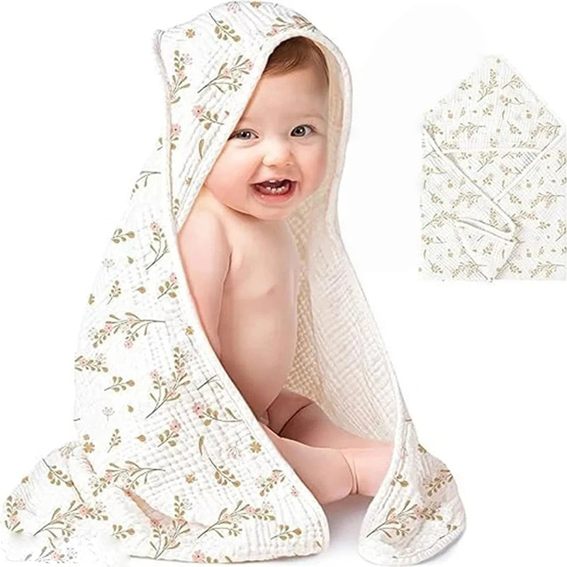 1PC Hooded Baby Towels for Newborn Muslin Organic Cotton Baby Bath Towel Soft Absorbent Towels for Boys Girls